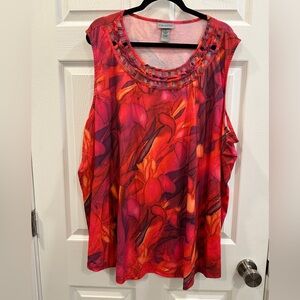 Catherine’s sleeveless floral abstract plus size blouse 4X EUC